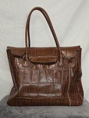 *NWOT* Kate Landry Croc-Embossed Brown Tote Bag